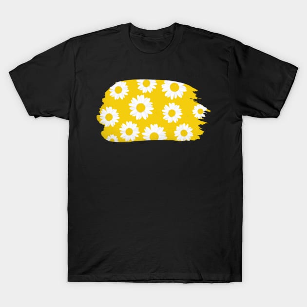 Daisy Minimal Yellow Background & White Petals Cute Blossom T-Shirt by mangobanana